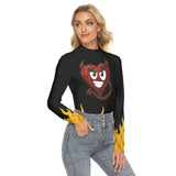 Devil Heart Flame Long Sleeve Top – Slim Fit Turtleneck