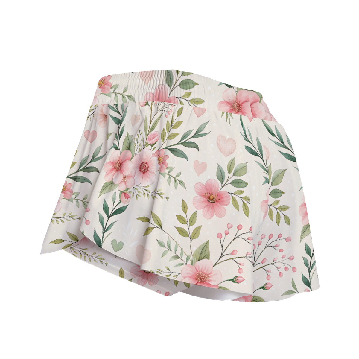 Floral Heart Skort – Pink Flower Skirt Shorts with Pockets