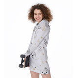 Kawaii Heaven Women's Long Puppy Star Hoodie Dress with Kangaroo Pocket