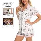 Kawaii Heaven Women's Short Sleeve Hamster Print Pajama Set in Imitation Silk