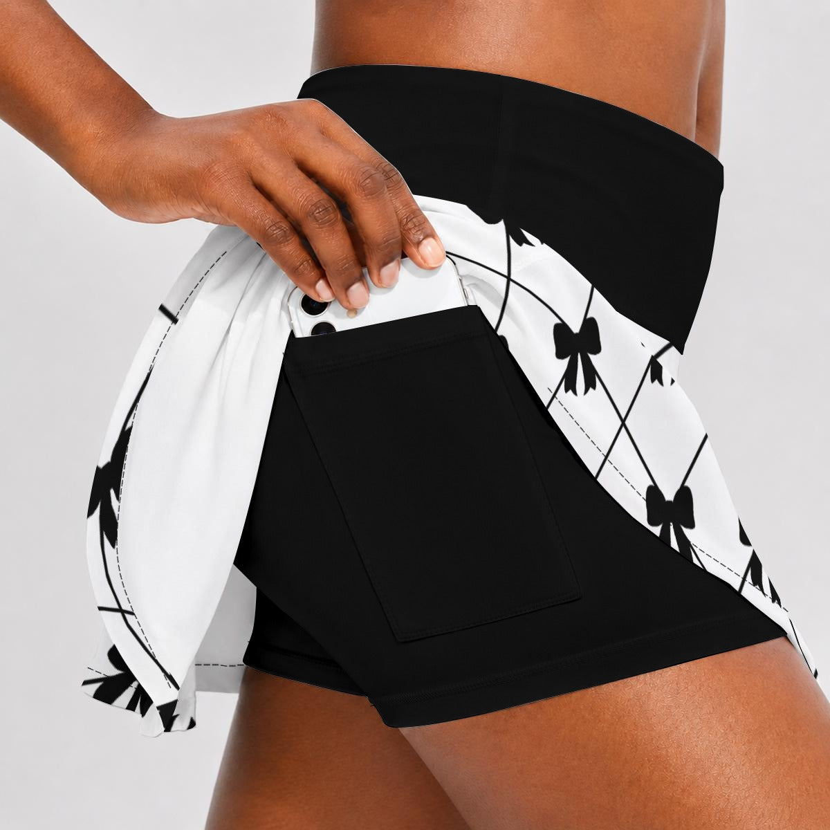 Black Bow Pleated Tennis Skort