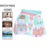 Kawaii Heaven Women's Sport Skort with Pocket - Pastel Flower Print