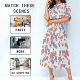 Floral Midi Dress – Women’s Summer Casual Outfit with Elastic Waist