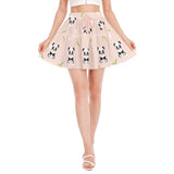Kawaii Heaven Women's Panda Print Ruffled Mini Skirt, A-Line High Waist Skater Skirt