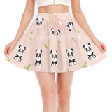 Kawaii Heaven Women's Panda Print Ruffled Mini Skirt, A-Line High Waist Skater Skirt