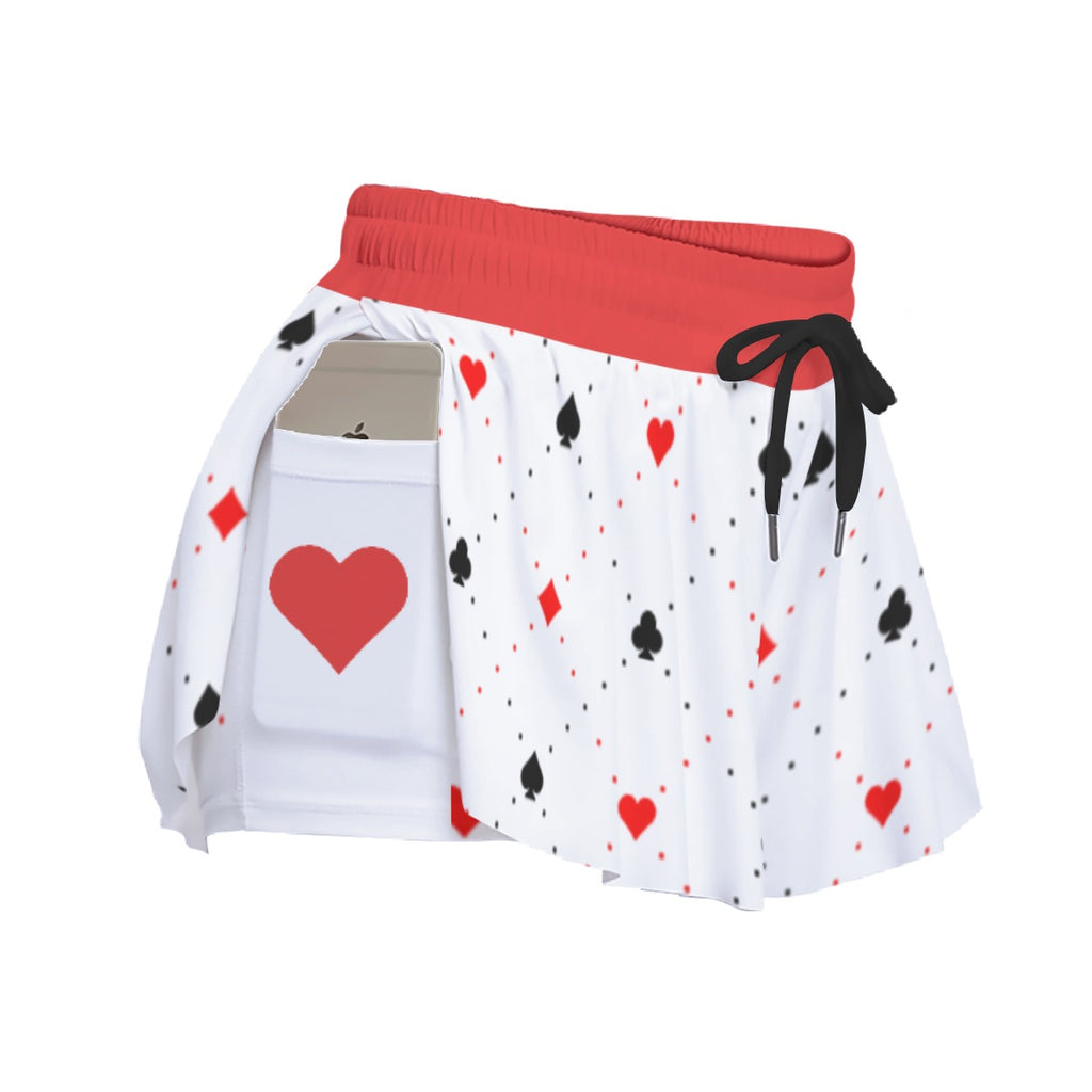 Women's Sport Skorts with Pocket - Ace of Hearts Design | Kawaii Heaven