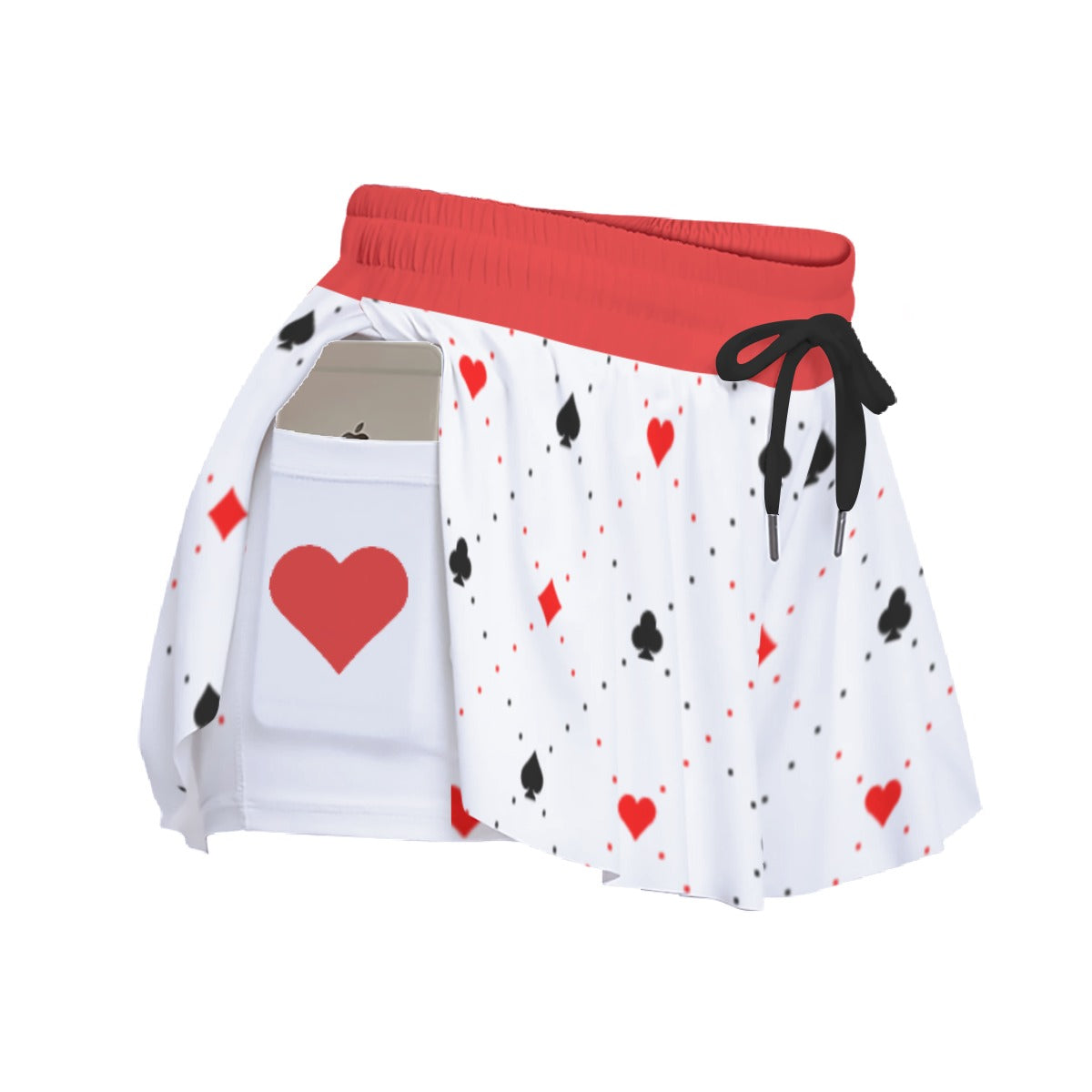 Women's Sport Skorts with Pocket - Ace of Hearts Design | Kawaii Heaven