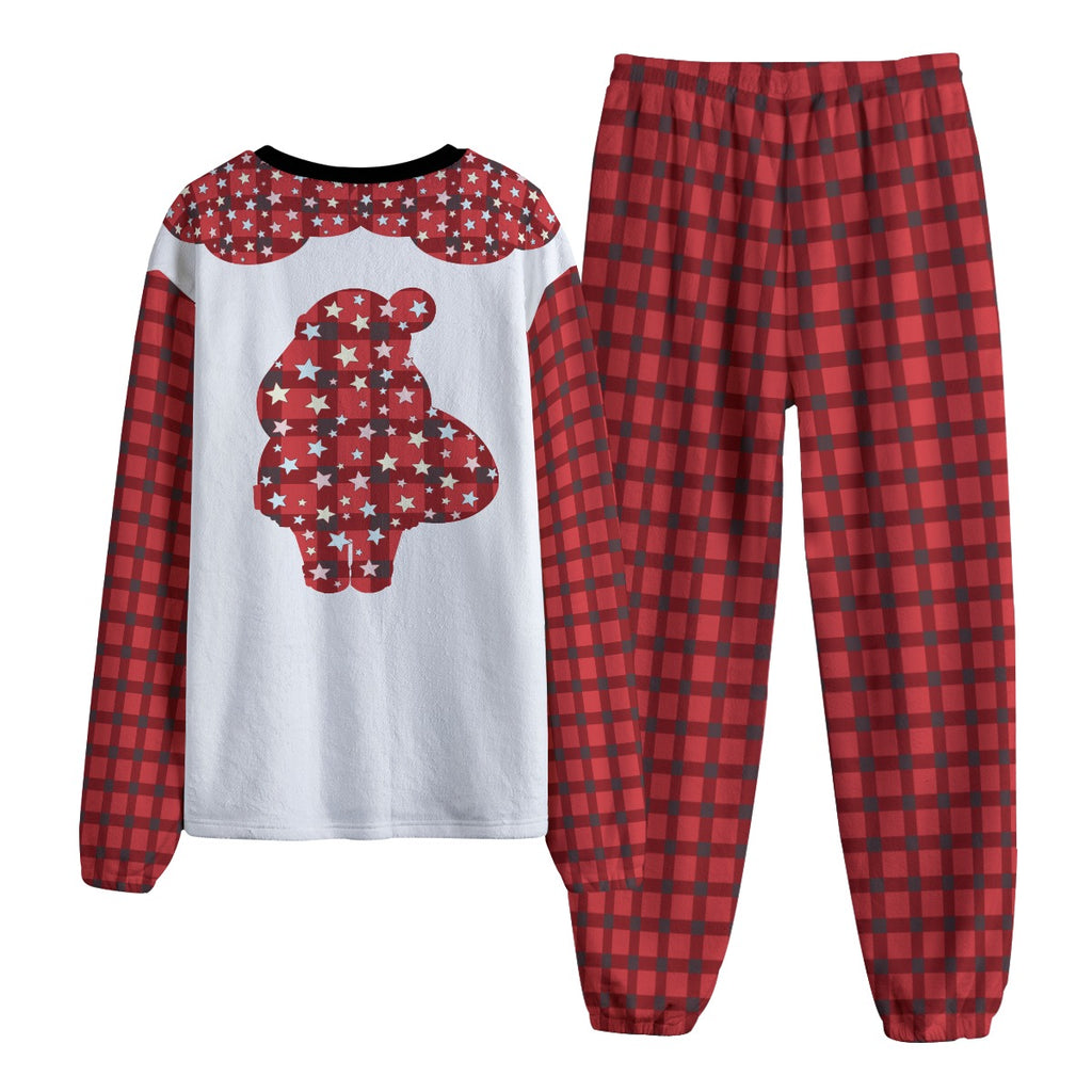Santa Print Plaid Pajama Set – Cozy Christmas Winter Sleepwear