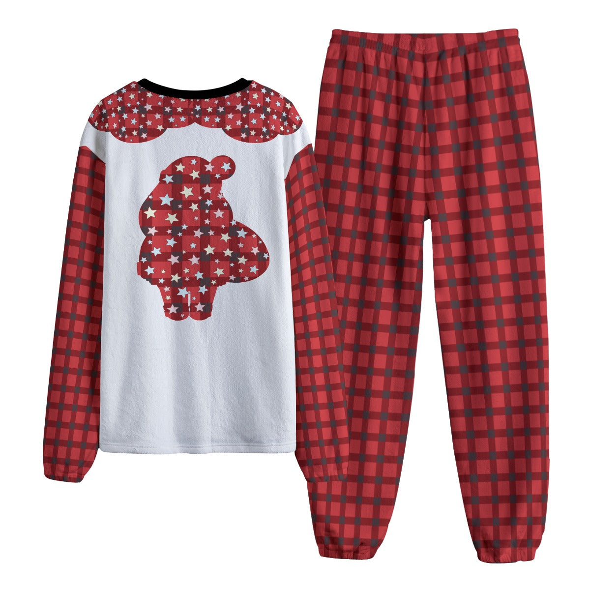 Santa Print Plaid Pajama Set – Cozy Christmas Winter Sleepwear
