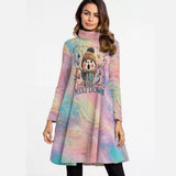 Funny Snowman Winter Dress – Cozy Pastel High Neck Long Sleeve Outfit