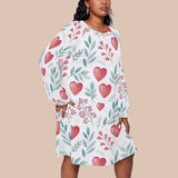 Heart & Leaf Long Sleeve Dress – Relaxed Fit Casual Tunic (Plus Size)