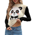Kawaii Heaven Women's Long Sleeve Mesh T-Shirt - Cute Panda & Polka Dot Print