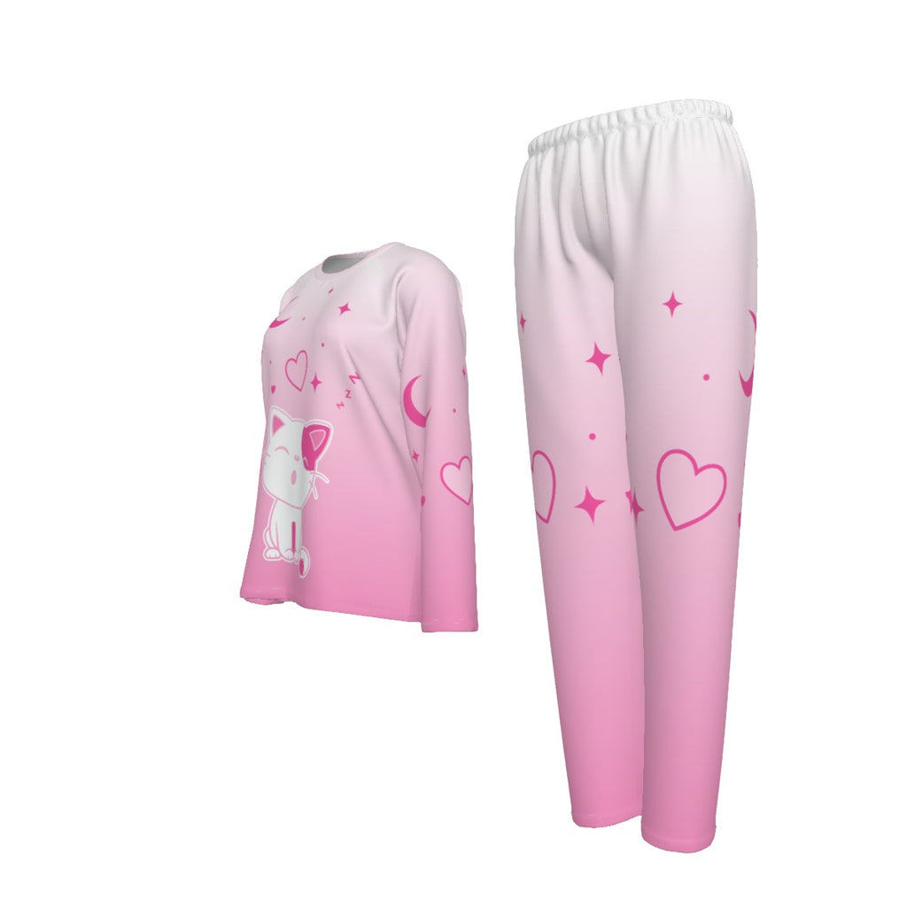 Pink Sleepy Cat Pajama Set