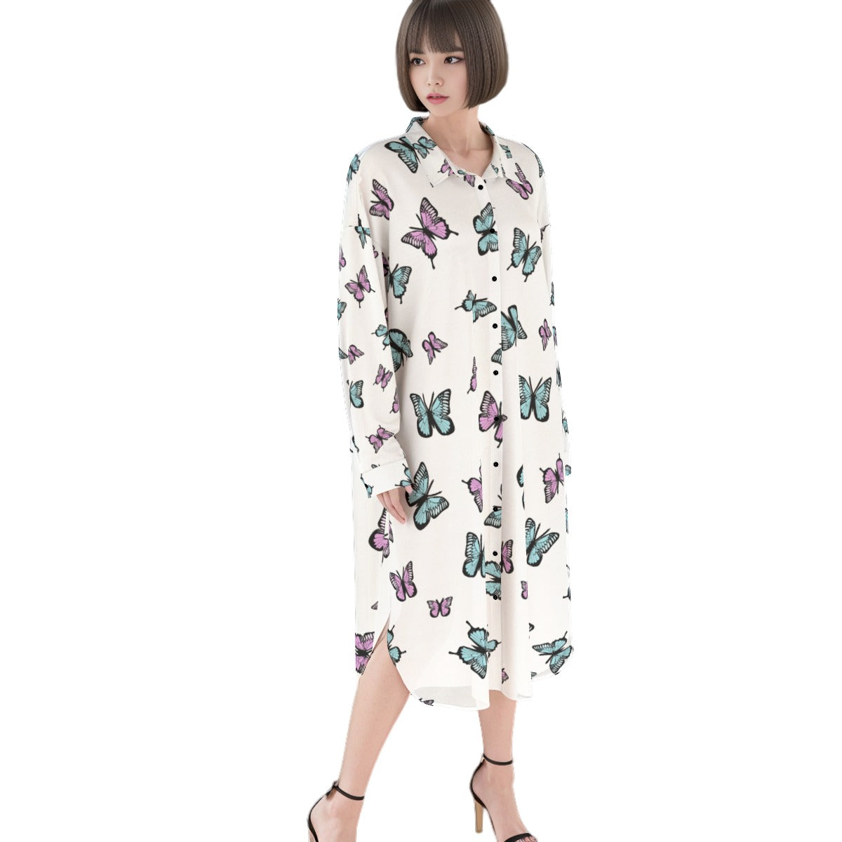Pastel Butterfly Maxi Shirt Dress | Kawaii Heaven