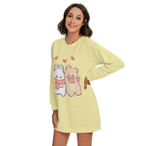 Kawaii Heaven Bunny & Bear Love Women's Round Neck Raglan Sleeve Sweater