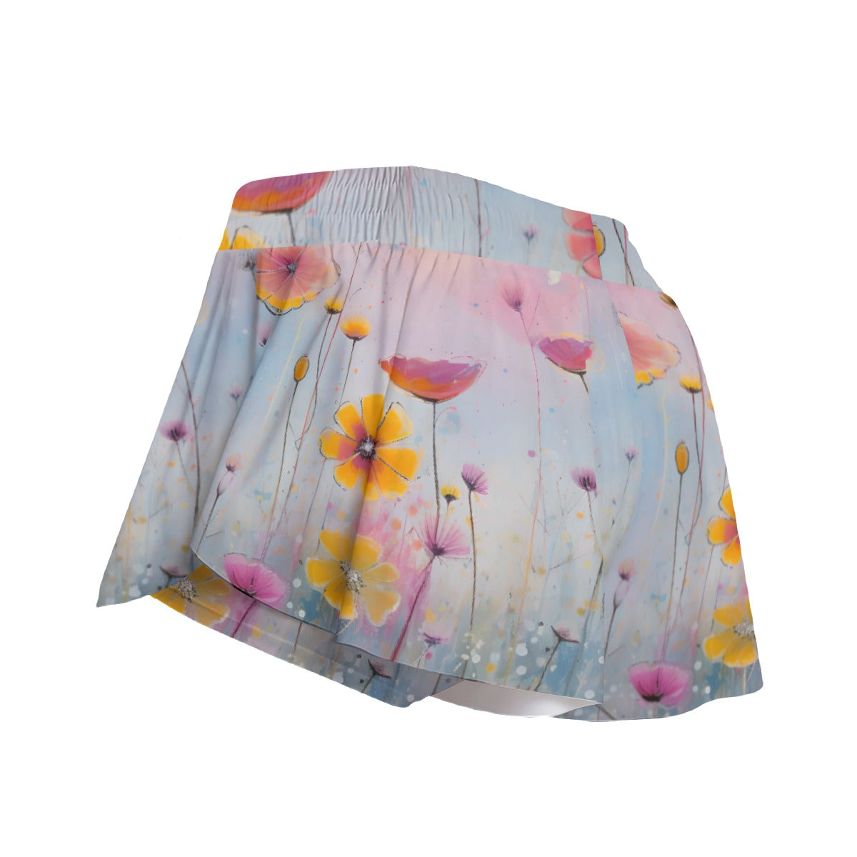 Women's Pastel Wildflower Sport Skort with Pockets Athletic Skirt Shorts Summer Outfit