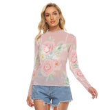 Women's Sheer Floral Mesh T-Shirt | Lightweight Breathable Long Sleeve Blush Rose