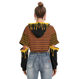 Bee Cropped Hoodie with Honey Drip Sleeves – Cozy Graphic Hoodie