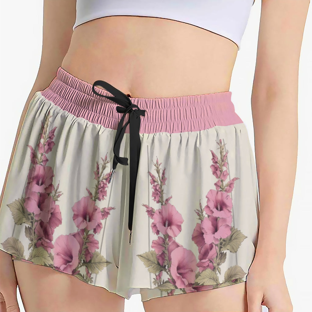 Floral Butterfly Microfiber Sport Skort with Phone Pocket - Pink Athletic Skirt for Tennis