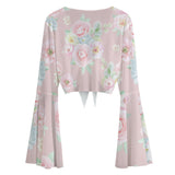 Kawaii Heaven Women's Lace-Up Mesh Bell Sleeve Blouse | Blooming Grace