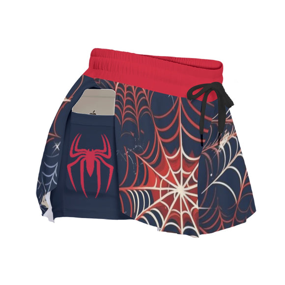 Kawaii Heaven Women's Spider-Inspired Skorts with Pockets for Sports & Fashion