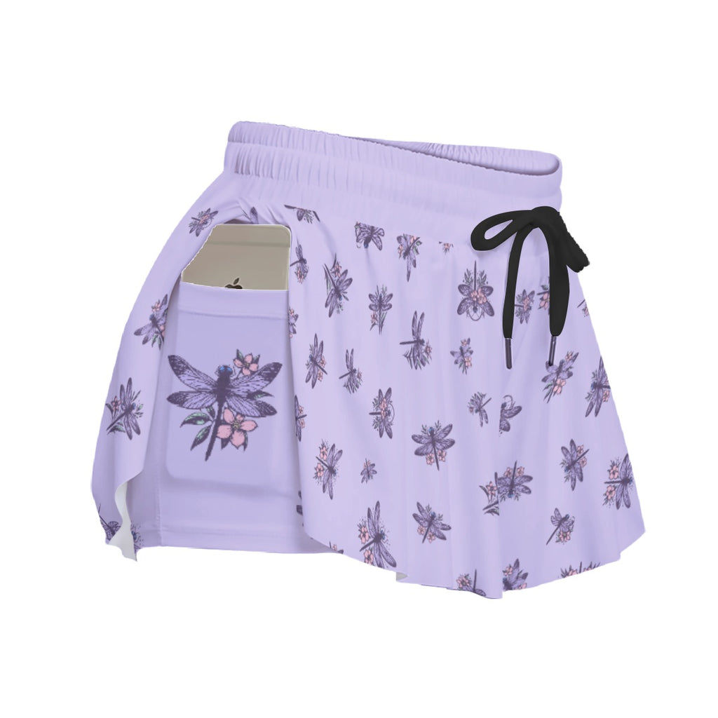 Purple Dragonfly Athletic Skort – Tennis Skirt with Built-In Shorts and Pockets