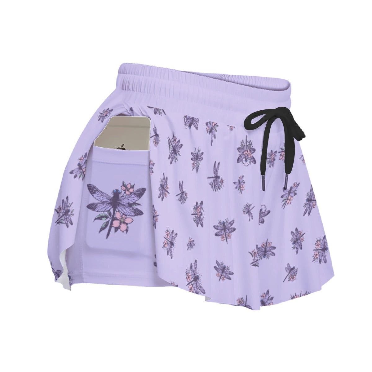 Purple Dragonfly Athletic Skort – Tennis Skirt with Built-In Shorts and Pockets