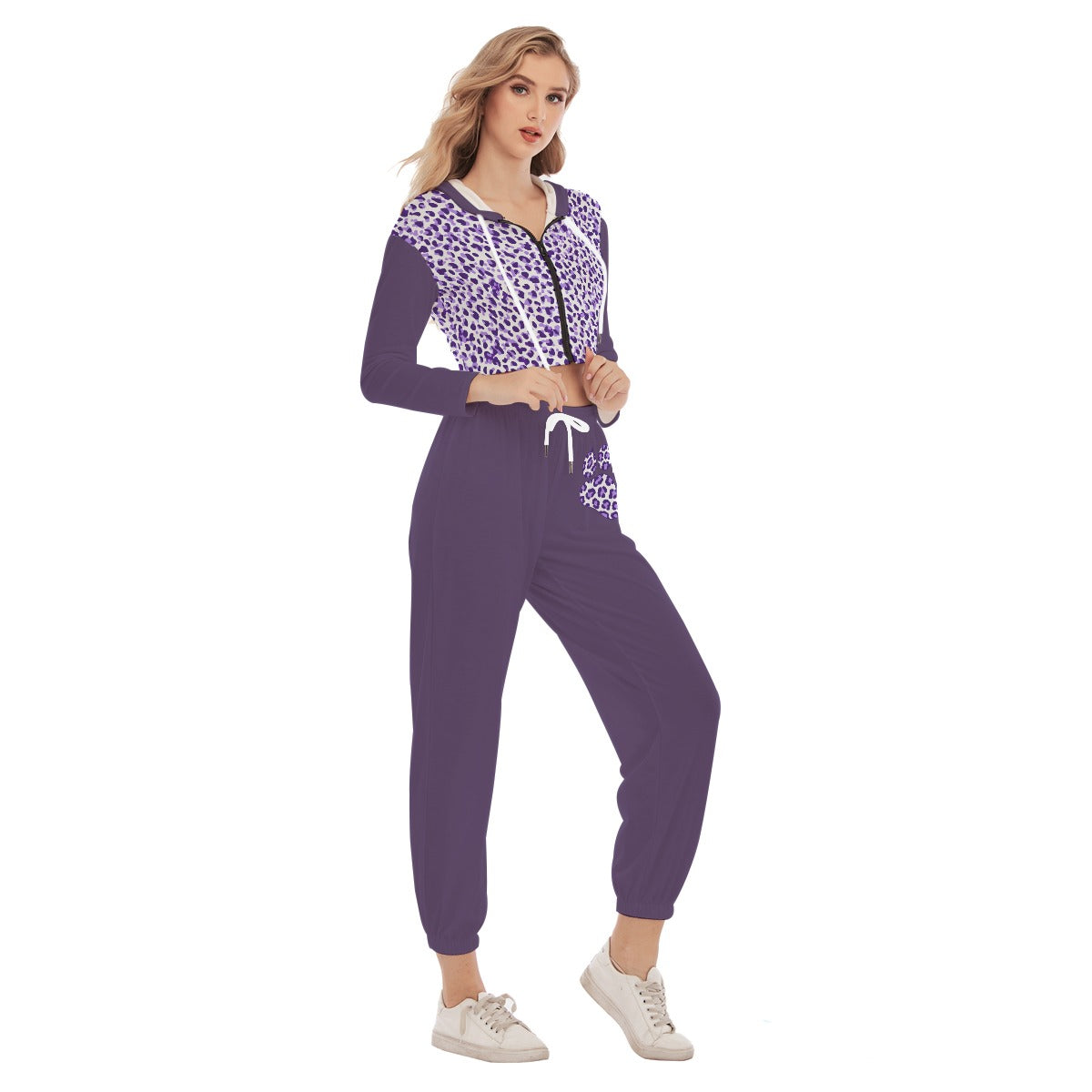 Purple Leopard Paw Tracksuit Set