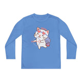 Cute Cupido Cat Youth Tee, Kids Long Sleeve Shirt, Funny Cat Shirt for Girls, Long Sleeve Kids Shirt, Cute Children's Clothing