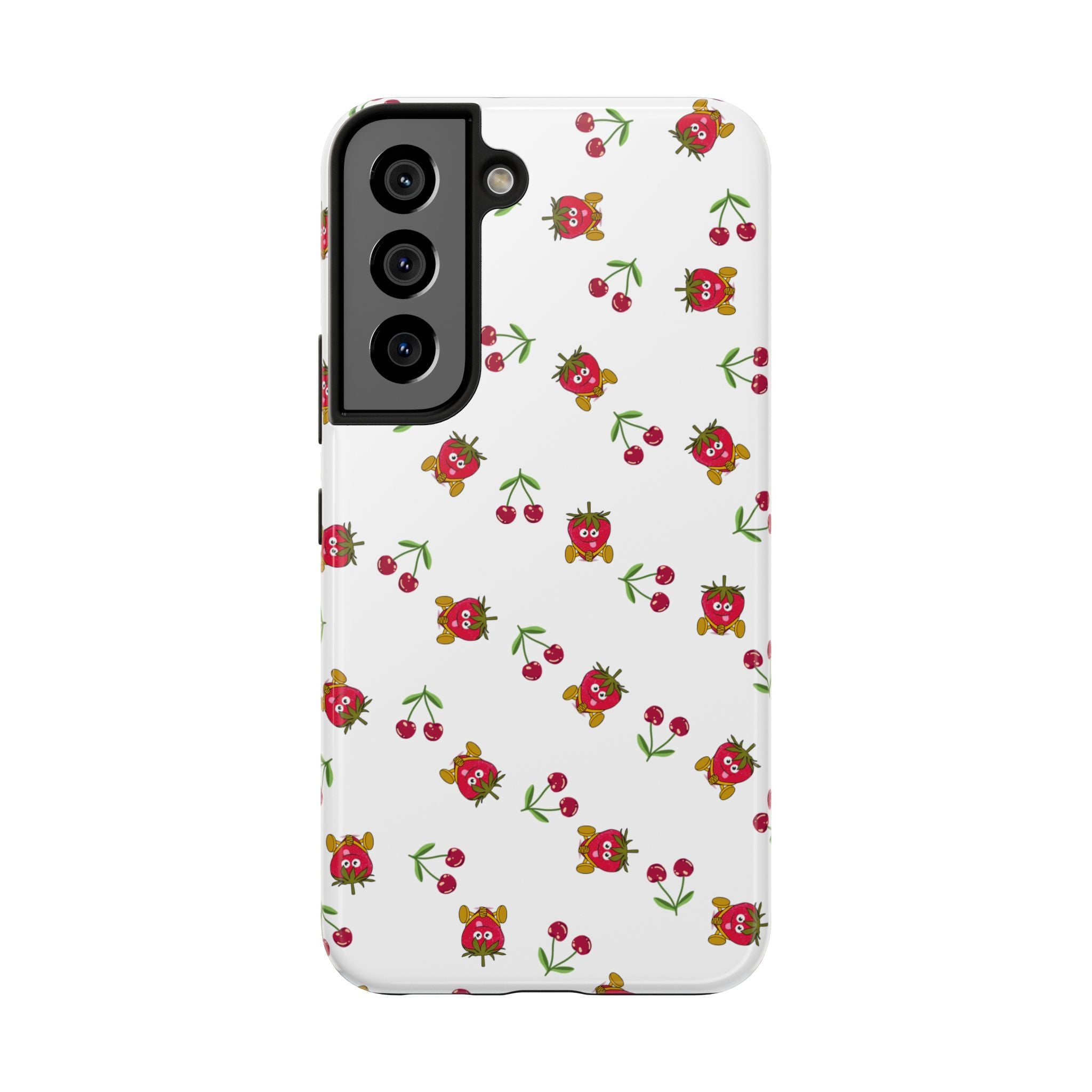 Fruit Patterned Phone Cases, Summer Fruits Phone Covers, Berry Print Tough Cases, Stylish Cell Phone Protectors, Red Fruits Phone