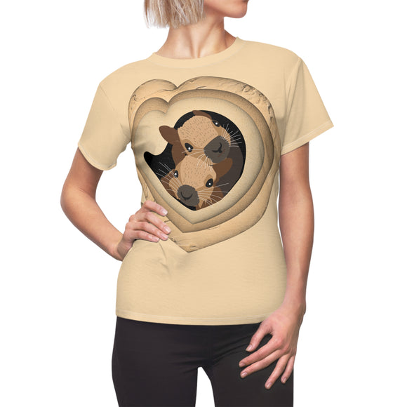 Squirrels in tree heart Women's Cut & Sew Tee - Nature Lover Tshirt, Cute Animal Shirt, Woodland Graphic Tee, Spring Fashion