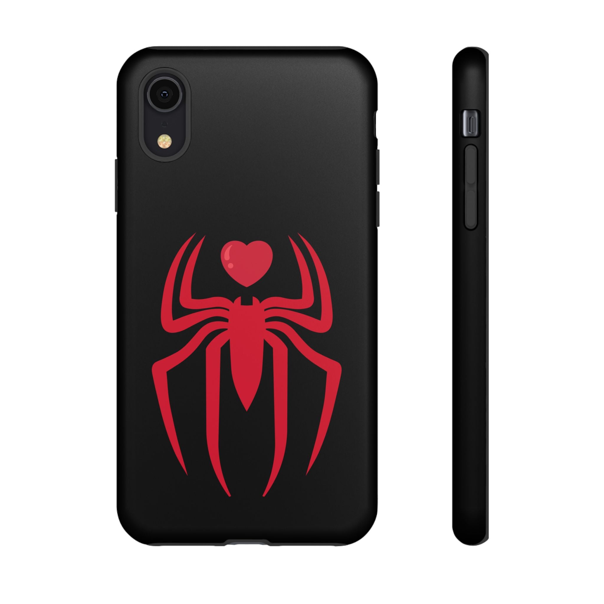Red Spider Heart Tough iPhone Cases, Spiderweb iPhone Cover, Gothic Phone Accessories, Halloween Gift, Creepy Arachnid iPhone Protectors