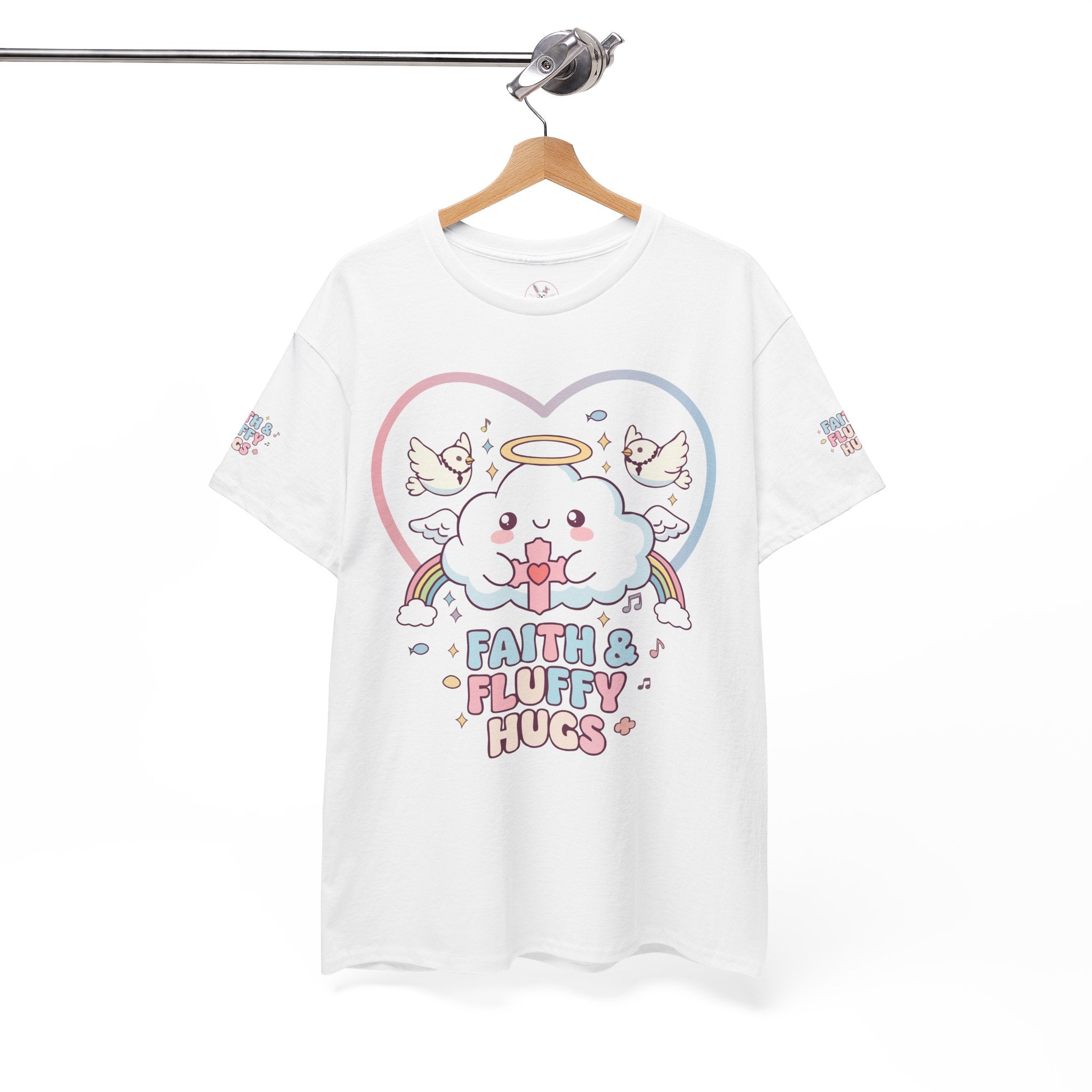 Kawaii Christian T-Shirt - Angel Cloud Rainbow Tee- Religious Graphic Top