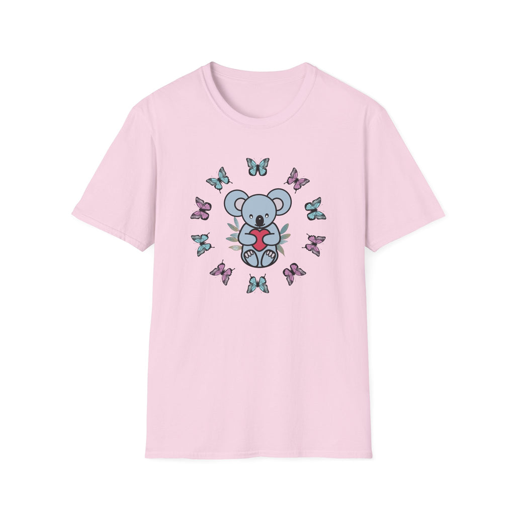 Koala Heart T-Shirt, Cute Animal Tee, Butterfly Graphic Shirt, Nature Lover Gift, Wildlife Lover Top