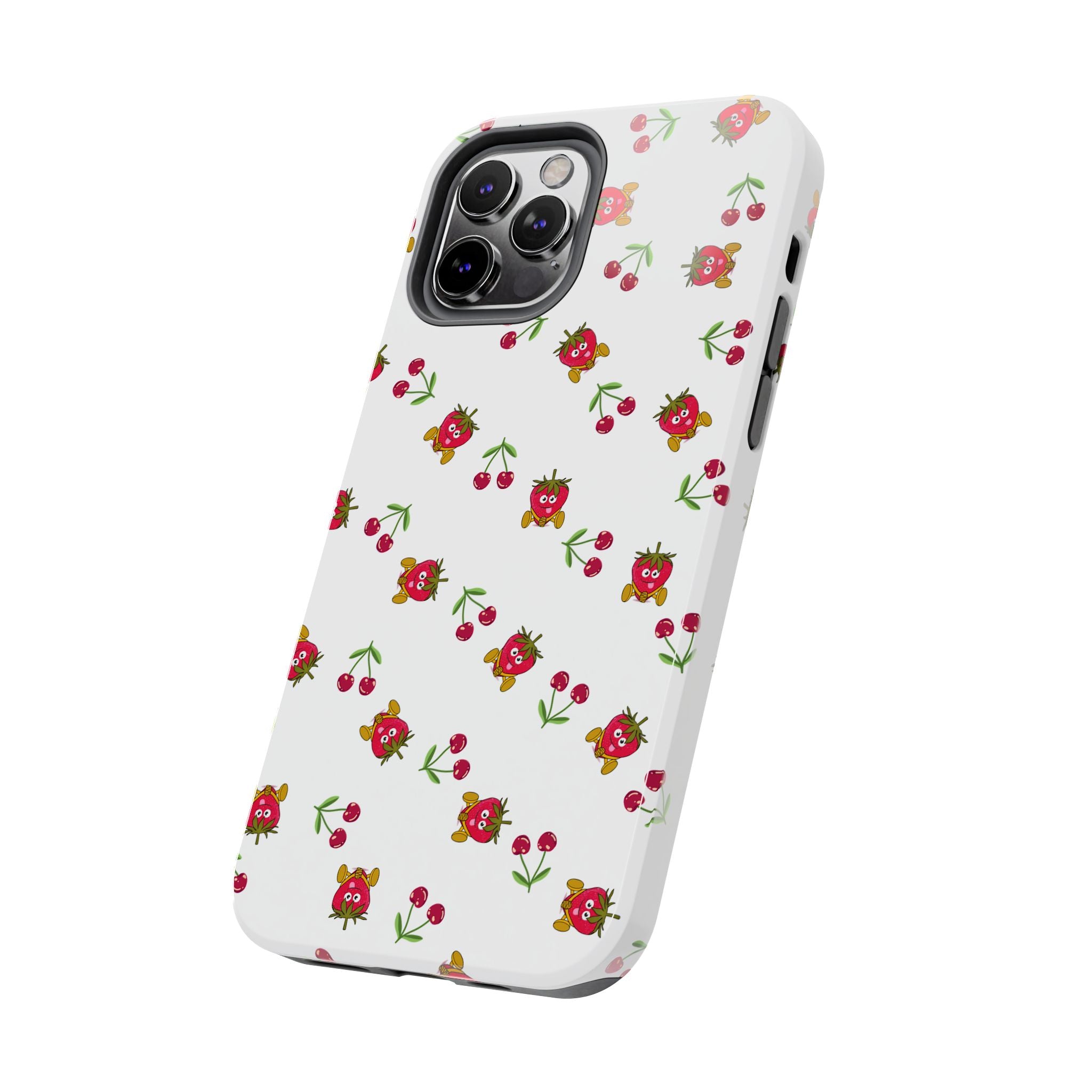 Fruit Patterned Phone Cases, Summer Fruits Phone Covers, Berry Print Tough Cases, Stylish Cell Phone Protectors, Red Fruits Phone