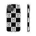 Panda Chessboard Tough Cases, Cute Panda Phone Covers, Chess Pattern iPhone Case, Board Games Phone Accessories, Animal Lover Tech