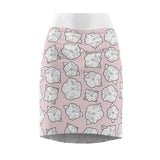 Poppy Pattern Pink Women&#039;s Pencil Skirt - Floral Print High Waisted Midi Skirt, Fashionable Spring Outfit, Cute Patterned Knee Length