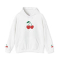 Cherry Heart Embroidered Hoodie — Heart Cherry Graphic Hooded Sweatshirt