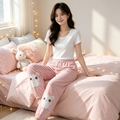 Kawaii Bunny Fleece Joggers – Cute Pink Star Lounge Pants
