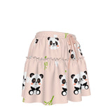 Kawaii Heaven Women's Panda Print Ruffled Mini Skirt, A-Line High Waist Skater Skirt