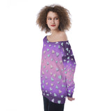 Pastel Gradient Heart Off-Shoulder Sweatshirt – Kawaii Women’s Pullover