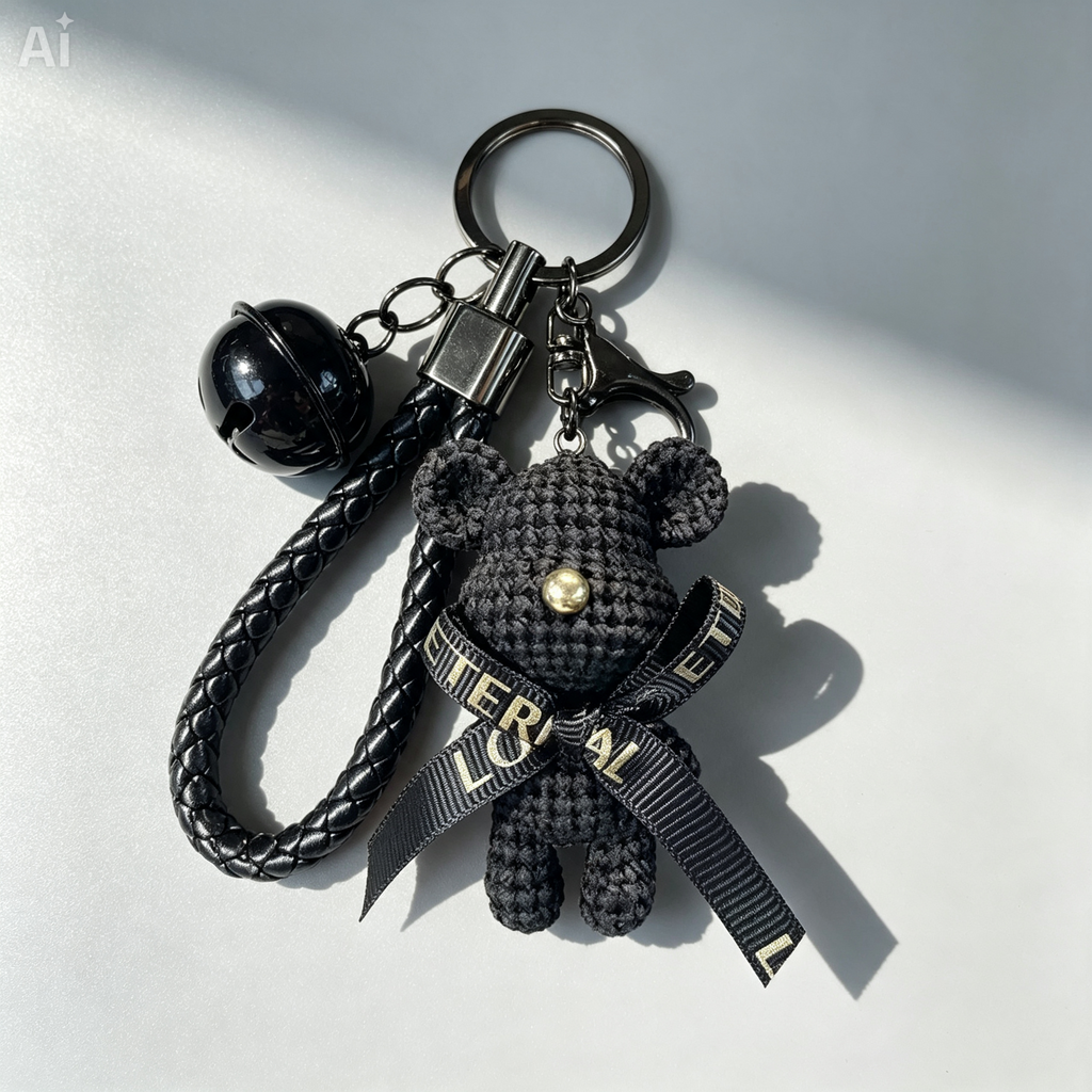 Cute Bow Teddy Bear Keychain – Kawaii Bag Charm
