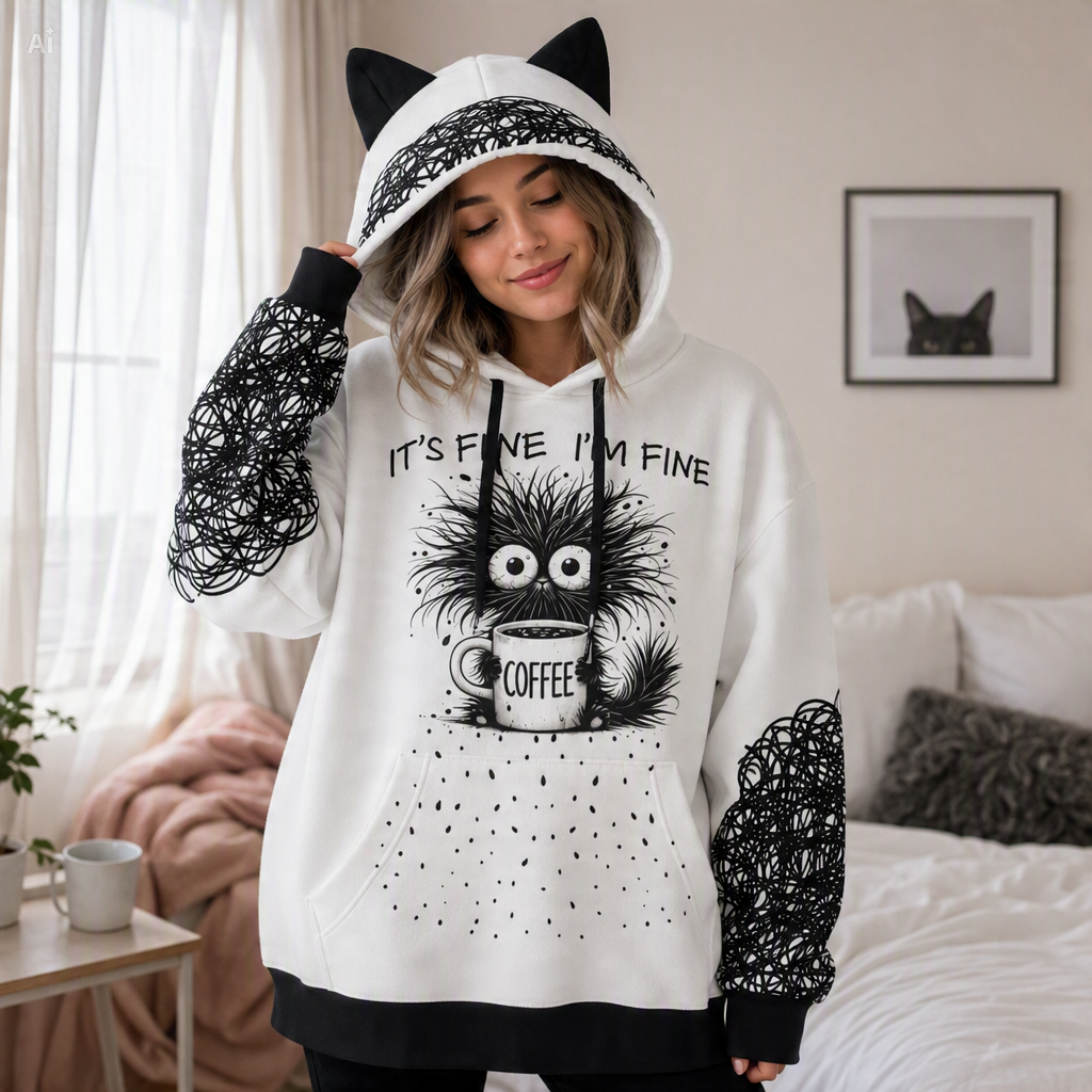 It’s Fine Coffee Cat Ear Hoodie