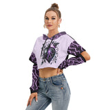 Kawaii Heaven Women's Cropped Fleece Hoodie with Hollow Sleeves, Warm FUR-Lined Fashion Top