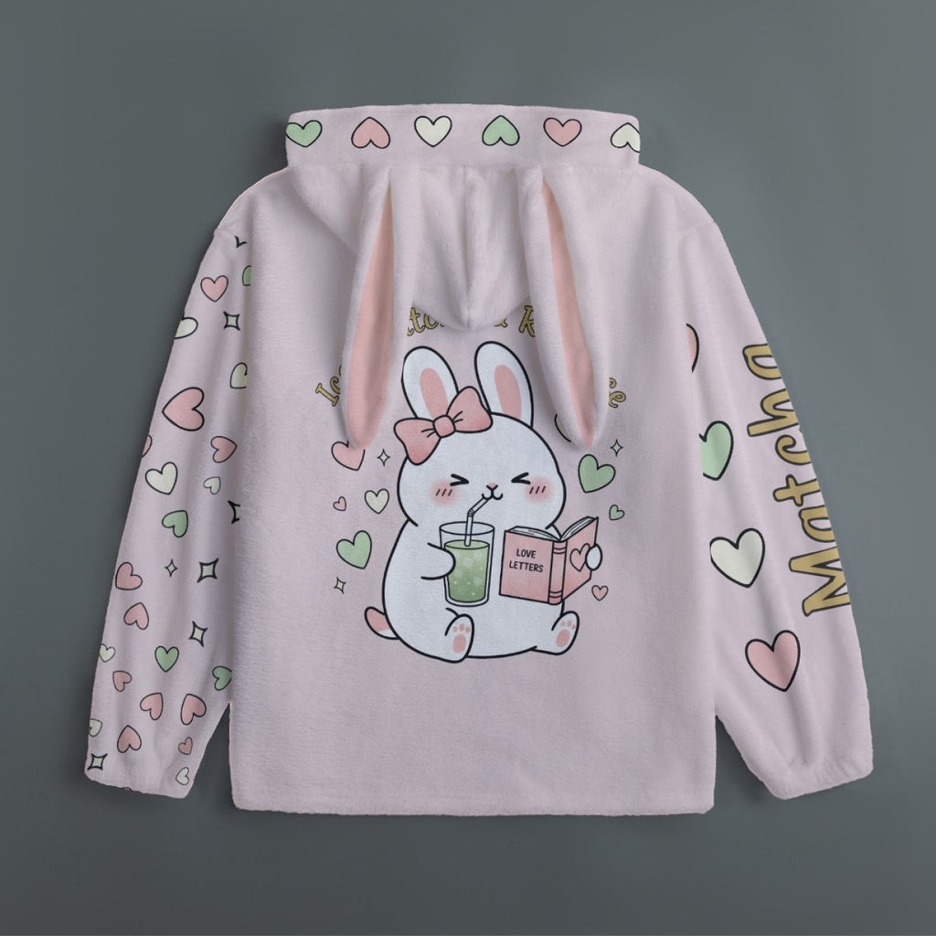 Iced Matcha Bunny Plush Pajama Hoodie