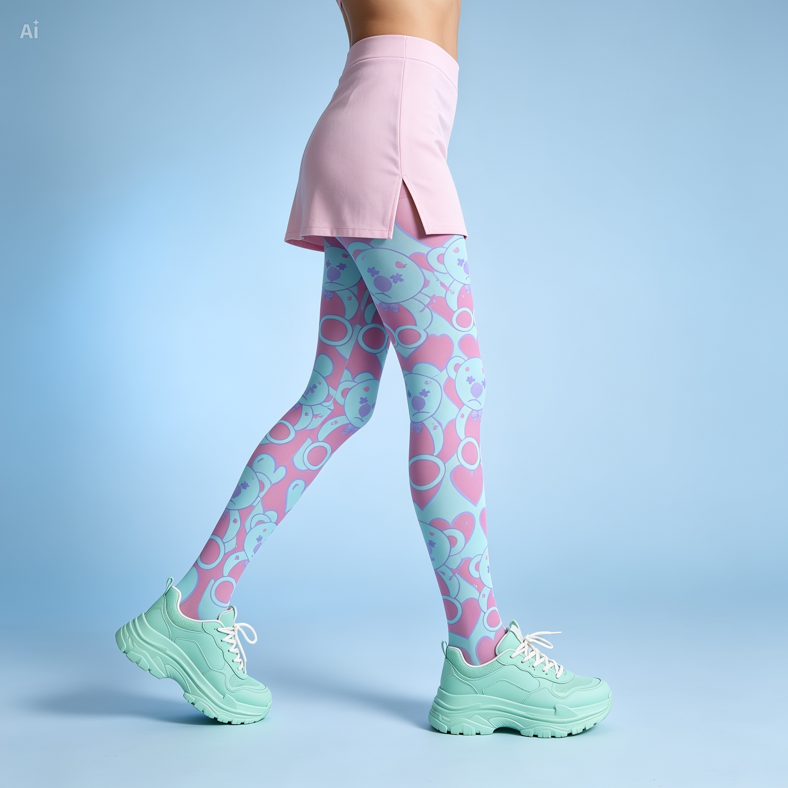 Pastel Bear Heart Tights | Cute Kawaii Legwear