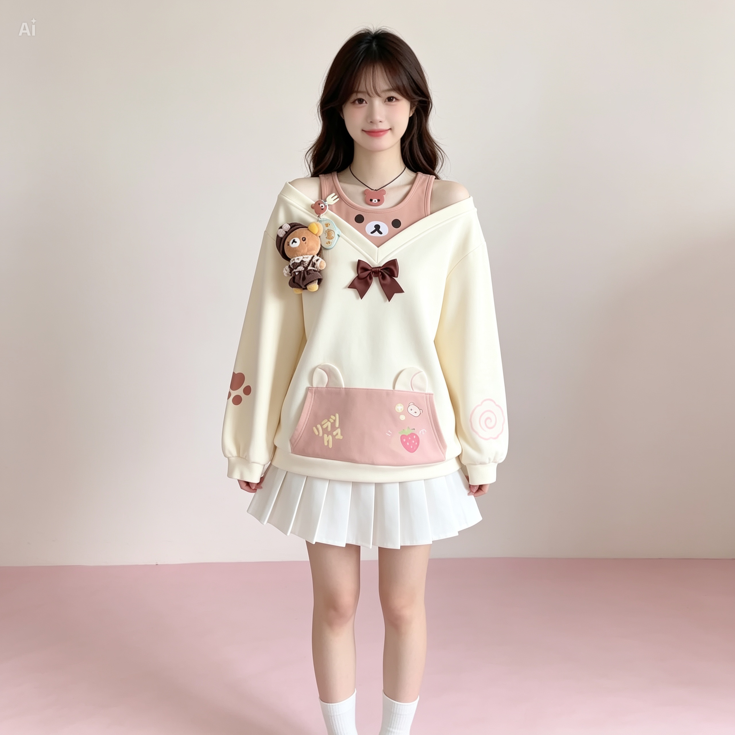 Cute Bear Kawaii Off Shoulder Top