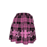 Pink Plaid Ruffle Mini Skirt – Gothic Skull Aesthetic Skater Skirt