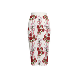 Roses and Ribbons Women's Back Split Pencil Skirt-Heavy Knit