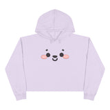 Kawaii Face Crop Hoodie - Cute Anime Sweatshirt, Japanese Style Pullover, Harajuku Fashion Jumper, Graphic Print Cropped Hoody, Pastel Anime